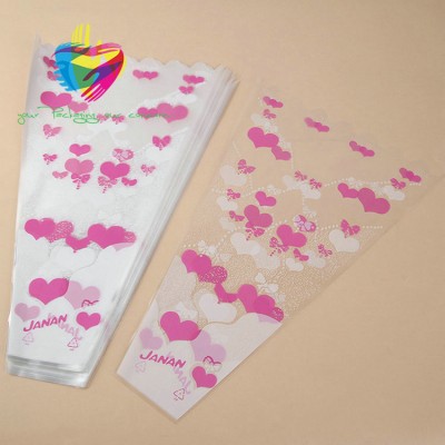 YiWu custom made printed Bopp plastic single rose magic flower bag tricks